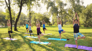 Yoga exercise outdoors