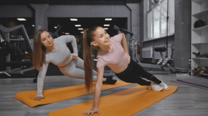 Teens working out in a gym