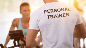 A personal trainer wearing a personal trainer uniform