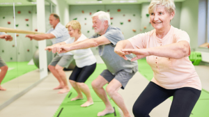 a group of seniors having workout