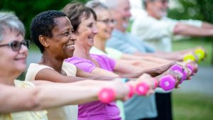 Seniors doing workout